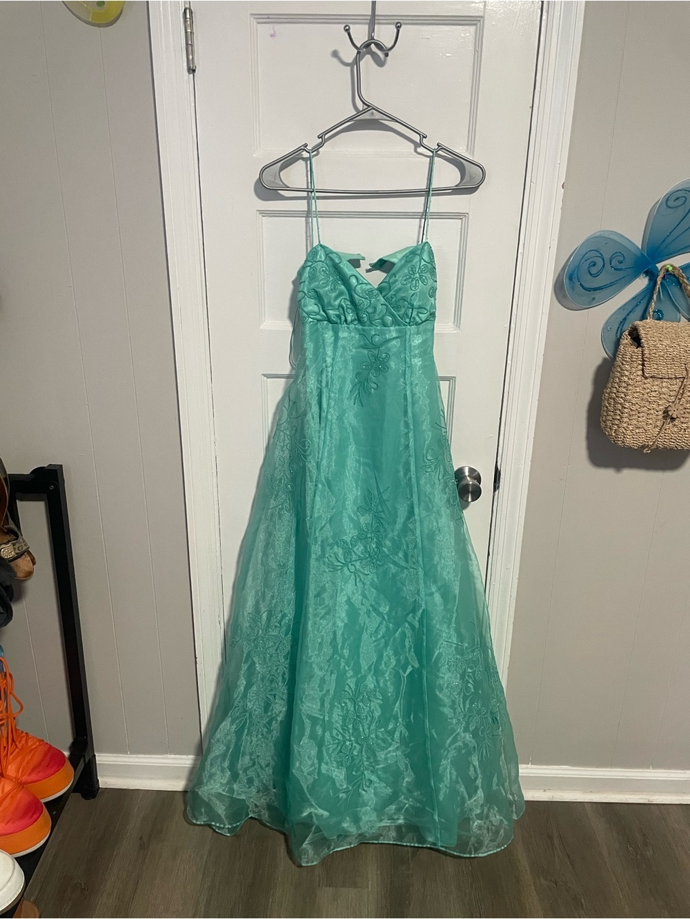 Beaded Triple Layered Floor Length Formal Dress